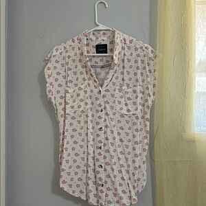 Jachs Girlfriend White Shirt with Red and Black Floral Pattern